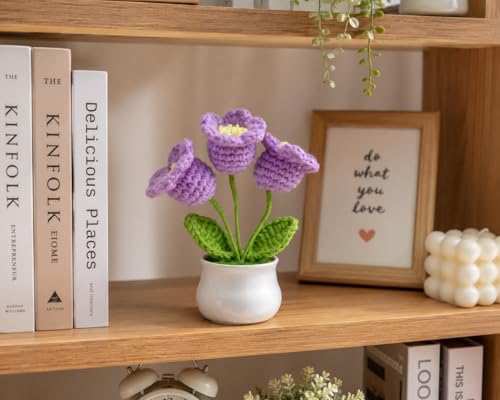 Image of SATYAM KRAFT 1 Pcs Artificial Crochet Flower Bouquet /Artificial Flowers Bunch /Artificial Plants with Pot /Crochet Flowers Bouquet /Crochet Flowers /Flowers Bouquet Gift for Girls Home Decor, Gifting
