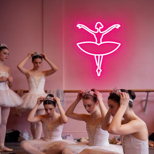Image of Ballet Girl Neon Sign Let's Dance Neon SIgn Dancing Girl LED Neon Light for Wall Decor Light up Sign for Bedroom Dance Room Gym Room Balllet Studio Ideal Birthday