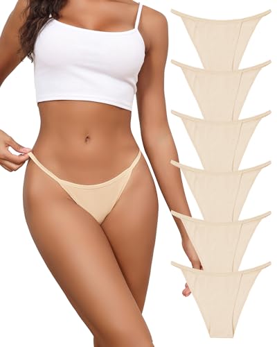 Image of LEVAO Cotton Underwear for Women-Plus Size String Bikini Panties-Low Waist Cheeky Underwear-High Cut Stretch Ladies Briefs