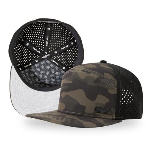 UVCoolix™ Cooling Sweatband Flat Bill Golf Baseball Cap,Breathable Sun Protection,Water-Resistant Snapback Performance Hat