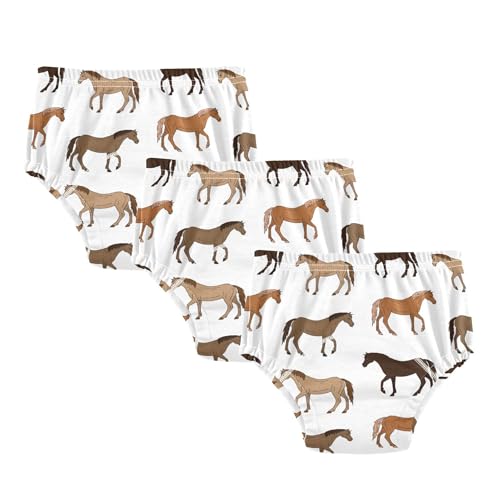 Mazeann Horses Cartoon White Toddler Potty Training Underwear Cotton Absorbent Soft Baby Girl Boy Potty Training Pant 2T