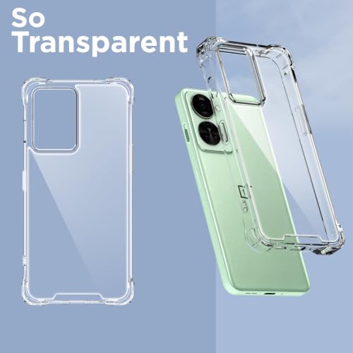 Image of Outlouders Back Cover for OnePlus Nord 2T 5G Clear Transparent PC + TPU Bumper Case with Raised Edges for Shockproof Protection (Transparent)