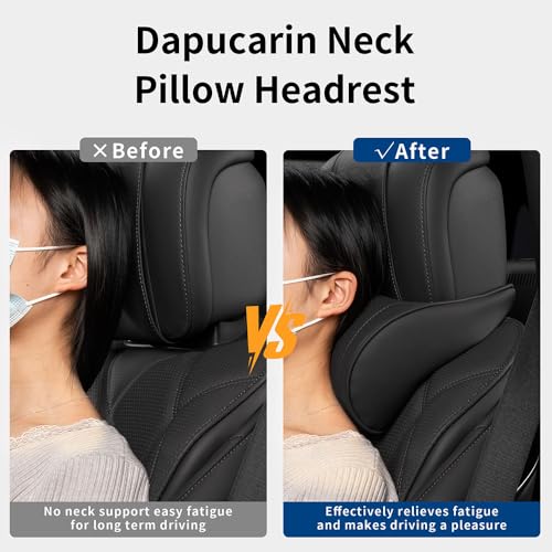 Dapucarin Reposacabezas Coche Cojin, Cuero Napa + Espuma Memoria, Almohada para Cuello para Asiento, Cojín Multiusos, Espuma Viscoelástica y Funda ExtraíBle Transpirable, Negro, 1 Pieza - imagen 5