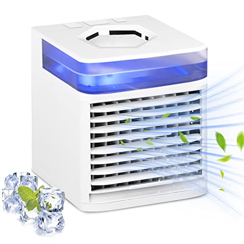 Portable Air Conditioner, 4 in 1 Portable AC, 3 Speeds Portable Room Air Conditioner,With Misting Function, Continuous Humidification, With USB Charging Cableï¼ˆ300mlï¼‰