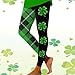 Women St Patricks Day Leggings Four Leaf Clover Graphic Non-Slip 4-Way Stretch Capri Casual Fashion Green Base Layer Black Medium