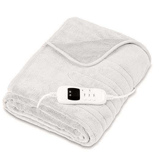 sinnlein® Chauffe-lit Surmatelas Chauffant | 160 x 120 cm | crème | Certifié au standard TÜV SÜD GS | Couverture Électrique avec Arrêt Automatique | 9 Niveaux de Température | Affichage digital