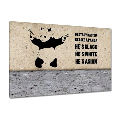 Toile Banksy panda 120x80 cm pour dynamiser la décoration murale de votre bureau