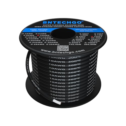BNTECHGO 10Q[W̃VR[C[ 10AWG VR[א _ tLVu VR[P[u  ubNij 30.47[g fM͈͉x: - 60 °C + 200 °C 600{g 1050{ 