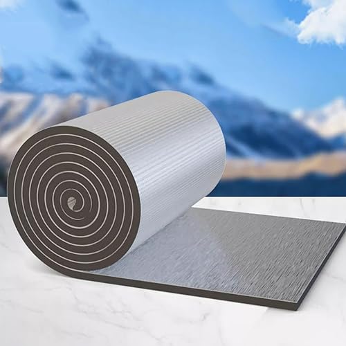 Paneles de barrera radiante de algodón aislante, autoadhesivos, para pared, loft, techo, automóvil, tuberías, reducen la pérdida de calor, fáciles de cortar, 1 x 9 m, 15 mm de grosor