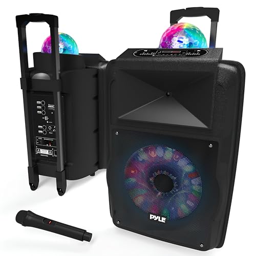 Image of Pyle Wireless Portable PA Speaker System - 700 W Battery Powered Rechargeable Sound Speaker and Microphone Set with Bluetooth MP3 USB Micro SD FM Radio AUX 1/4" DJ lights - For PA / Party
