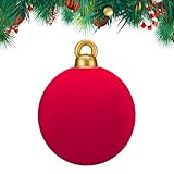 xowwyue Weihnachtskugeln Dekorationen - 60 cm Flockierte Kugeln Set,Riesen PVC Aufblasbare Weihnachtskugeln - Für Zuhause Arbeitsplatz Tanzveranstaltung Hochzeitsfeier Hof Innenbereich Garten Rasen