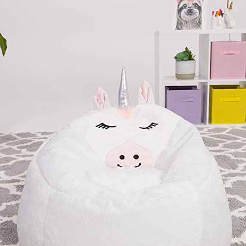 Posh Creations Cute Soft And Comfy Bean Bag Chair For Kids, Large, Animal - Ivory Cat #TOP4