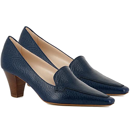 Image of LEHOOR Women Vintage Chunky Block Heel Pumps Shoes Square Pointed Toe Slip On Formal Office Work Business Loafers Shoes Suede Snakeskin Cone Heel Oxford Shoe Ladies Professional Chic Fall 4-11 M US