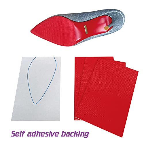 Image of Unikstep 4 Pieces Shoe Sole Protectors, Shoe Bottom and Heel Anti Slip Grip Pads, Self Adhesive Non Skid Noise Reduction Sticker Cushion (Red)