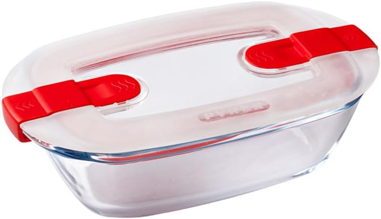 Pyrex - Cook & Heat - Plat Rectangulaire en Verre avec Couvercle