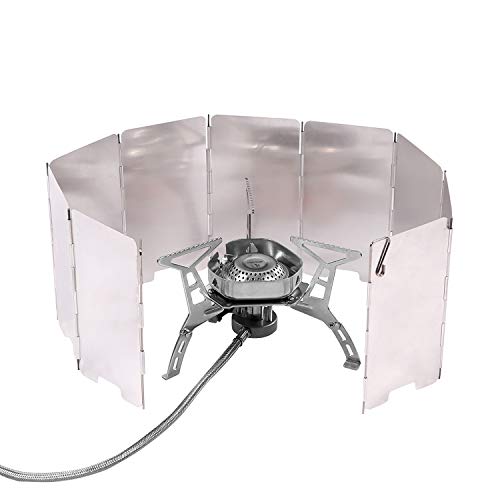 Redcamp Folding Outdoor Stove Windscreen, 9 Plates Aluminum Camping Stove Windshield With Carrying Bag, Lightweight Butane Burner Windshield #TOP7