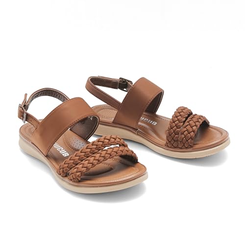 Women's Flat Sandals Ankle Strap Open Toe Summer Braided Sandal Beach Comfortable Platform Outdoor Slingback Dress Shoes4