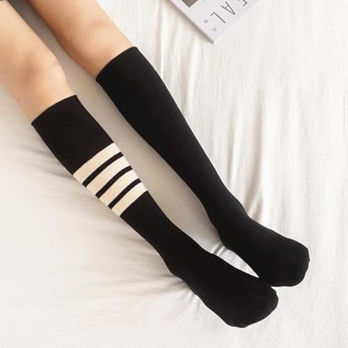 Image of Women's Knee High Socks Athletic Thigh High Stripe Stockings Tube Outdoor Sport Socks