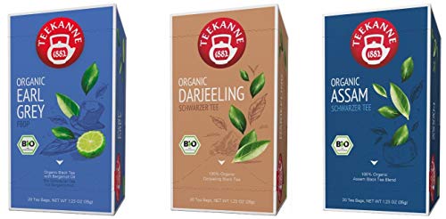 Teekanne Bio Schwarzer Tee - Assam, Earl Grey, Darjeeling (3 x 20 Teebeutel, 105 g)