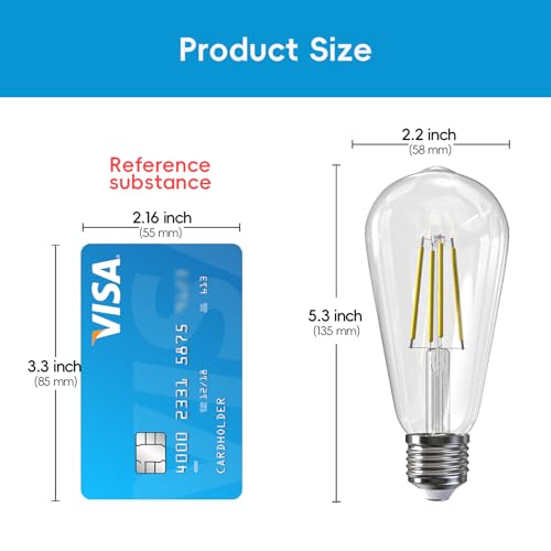 Image of Jensense Edison Bulbs E26 LED Bulb 60 Watt Equivalent, Vintage LED Light Bulbs CRI90+ ST19, Dimmable Clear Light Bulbs (2700k Warm White, 8watt-24 Pack)