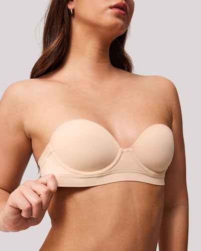 Strapless Bras for Women Small Breasted Balconette Demi Underwire Lightly Lined Seamless Bra 32AA-38A3