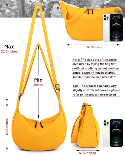Image of Crossbody Crescent Bag for Women Men Trendy, Crescent Sling Bag with Adjustable Strap, 2 Zippers Lightweight