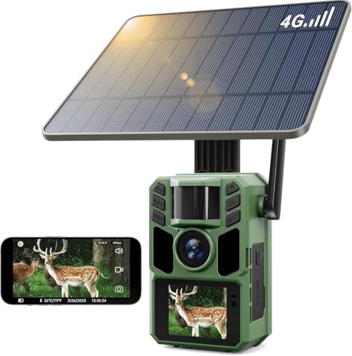 FKPCAM Trail Camera Cellular Solar, Built-in SIM Card 4G LTE Game Camera with Night Vision and 7500mAh Battery, 48MP Photo, 4K Video