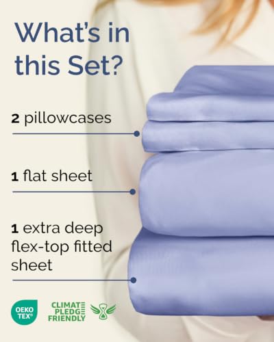 Image of Flex Top Split Head King Sheet Set - 4 Piece Extra Deep Sheets - Lavender