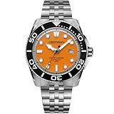 Cestrian Orange Dial Pro Dive Series 42mm Automatic Steel Bracelet 300m Men's Watch