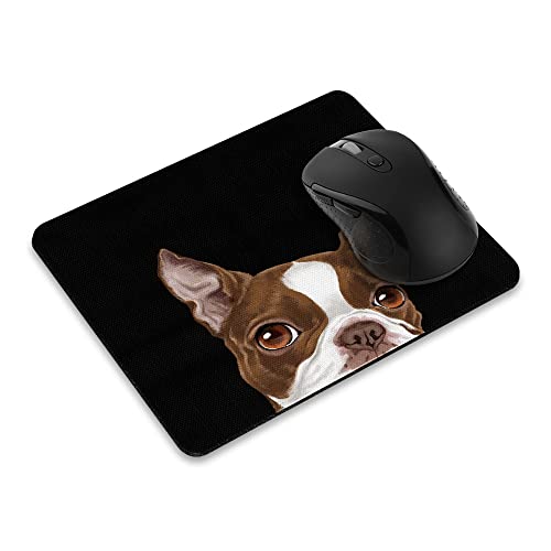 WIRESTER Non-Slip Rectangle Mousepad, Boston Terrier Red and White Dog Mouse Pad for Home, Office and Gaming Desk
