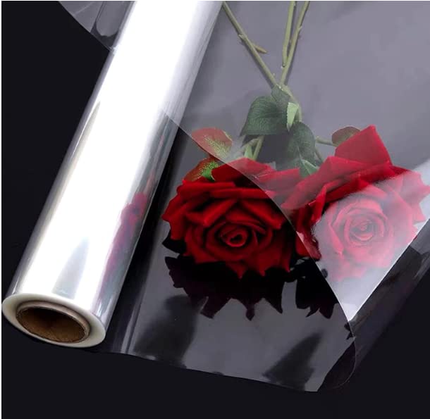 Krystalphane Premium Transparent or Lace Cellophane Wrap Roll- 100 Foot Roll-Choose Color and Size Florist Quality-Made in USA by Flower Bee (30 x 100, Clear)