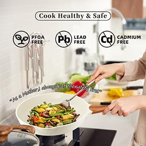 Miniatura 2 de Sartenes antiadherentes con tapa, sartenes y sartenes de 1011 pulgadas, sartén de granito con boquilla de vertido, sartén no tóxica para estufa,