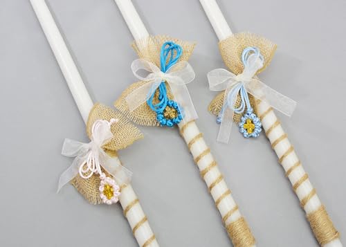 Prayer Rope Pendant Easter Candles - Light Pink | Pink Orthodox Easter Lambathes | Pascha Candles with A Prayer Rope Pendant