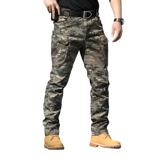 Lengender - Pantalones cargo para hombre, con múltiples bolsillos, cremallera delgada, para combate, trabajo, impermeables, militares, tácticos, Camuflaje, XL
