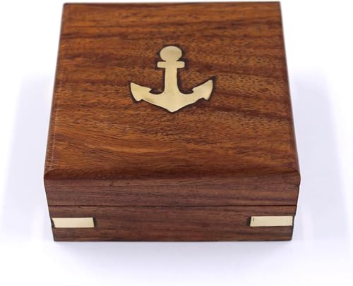 Brújula Vintage de Latón con Caja de Madera y Cita Grabada miniatura 6