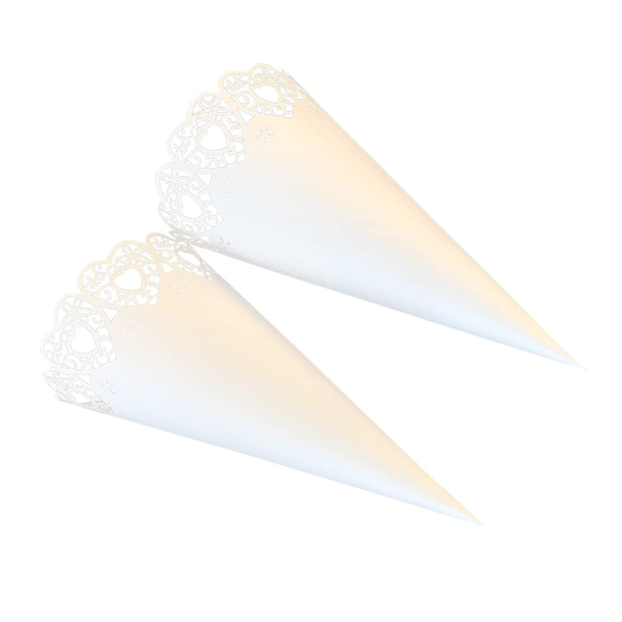 IWOWHERO Elegant Heart Pattern Dried Flower Cone Holders 50pcs Self-stick Lace Paper Small Flowers Wrapping Tubes for Events