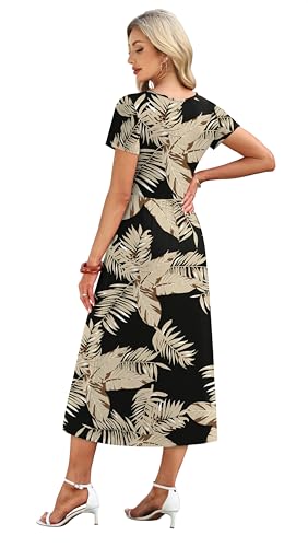 Image of OFEEFAN Summer Dresses for Women Flowy Casual A-Line Midi Dress Beach Vacation Sundresses with Pockets S-2XL
