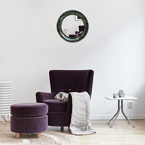 Handcrafted Mosaic Wall Mirror, Framed Glass Mirror, Decorative Wall Mirror, Traditional Decorative Mosaic Mirror, Wall Mount Mosaic Mirror For Home Décor (Green, Brown, Turquoise, Yellow, Blue) #TOP3