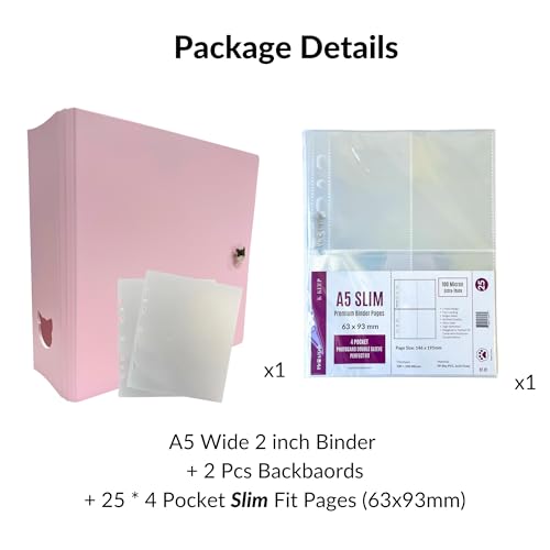 MEOWCAFE K-Keep A5 Wide 2 INCH Binder, Large Capacity Kpop Photocard Binder with 2 Backboards and 25 Single Sided A5 Slim Pages (ICY Pink) by MEOWCAFE - Image 2