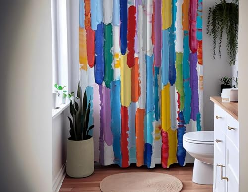 Rideau de douche moderne arc-en-ciel en textile imperméable durable - 4