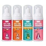 NOHOO Fluoride Free Foam Toothpaste Kids Fruit Flavour,Natural Training Toothpaste for Baby Toddler Children Oral Cleaning and Cavity Protection Strawberry Orange Peach Cantaloupe