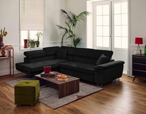 Canapé angle gauche Dimas 5 pl convertible velours Best Mobilier