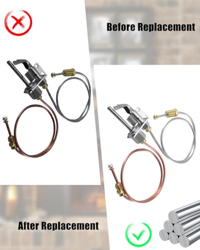 PT-1 Pilot Thermocouple Fit for Natural Gas G45 G46 Burner, Universal Flame Sensor for Furnace Water Heater Fireplace Boiler