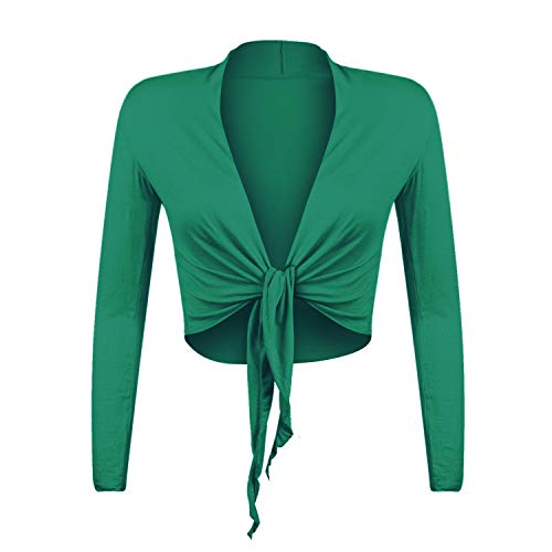 Gloop Damen Schöne, Elegante Bolero Jäckchen Langarm Bolero zum Knoten (DE/NL/SE/PL, Alphanumerisch, M, Regular, Regular, Grün)