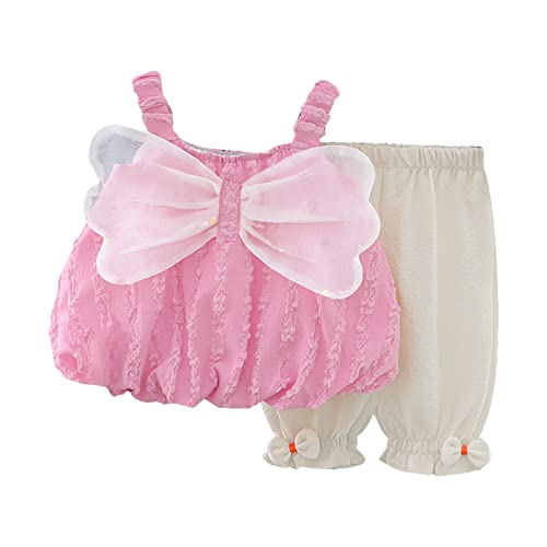 cfpqv Camisola con alas de mariposa para niñas pequeñas y pantalones sólidos con pajarita Uso diario de 18 meses a 5 5 Club, Rosa., 12-18 meses