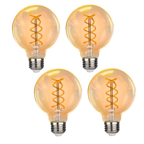 BESLAM Bombilla LED G80 6W, bombillas Edison de vidrio ámbar retro co