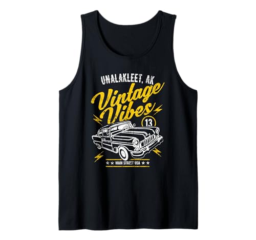 Unalakleet Alaska USA Vintage Vibes Car Diseño envejecido Camiseta sin Mangas