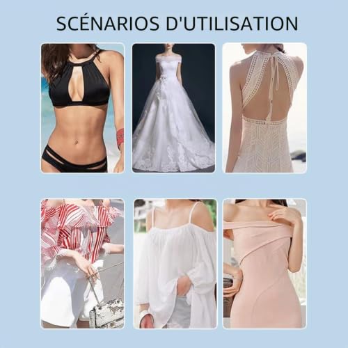 Iuhtrb Soutien-gorge invisible anti-transpirant pour mariée, encolure en U plongeante, sans bretelles, rehausseur de poitrine, invisible, design adhésif, sous-vêtements autocollants pour robes à – vue 2