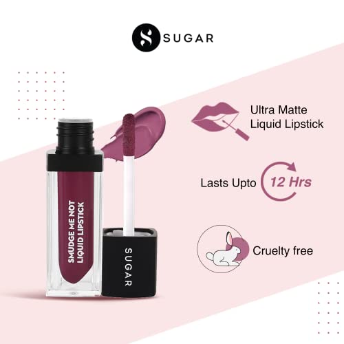 Image of SUGAR Cosmetics Smudge Me Not Liquid Lipsticks for Women | Transferproof & Waterproof | Lasts 12+ Hours | Matte Lipstick | 4.5ml - 45 Grape Drape (Deep Mauve with hints of Purple)