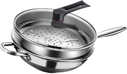 Wok de acero inoxidable con tapa y rejilla vaporera 36 cm miniatura 6